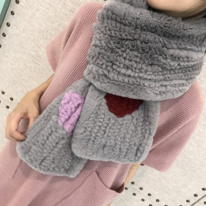 1802045 knitted rex rabbit fur heart scarf eileenhou (8)