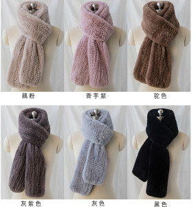 1805054 knitted rex rabbit fur scarf LVCOMEFF (14)