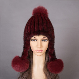 1805095 knitted mink fur hat with earmuffs eileenhou (1)