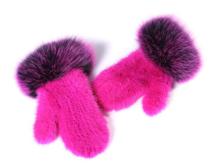 1805099 knitted mink fur glove eileenhou LVCOMEFF WITH FOX FUR TRIMMING (1)