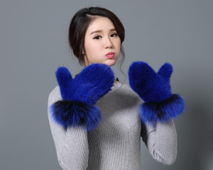 1805099 knitted mink fur glove eileenhou LVCOMEFF WITH FOX FUR TRIMMING (14)