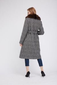 1807005 LONG CHECKED wool coat with fox fur collar eileenhou (35)