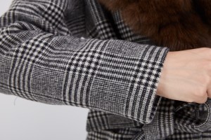 1807005 LONG CHECKED wool coat with fox fur collar eileenhou (38)