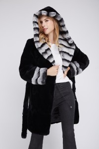 1807017 black rex rabbit fur coat with chinchilla hood eileenhou (14)