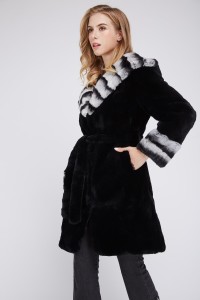 1807017 black rex rabbit fur coat with chinchilla hood eileenhou (22)