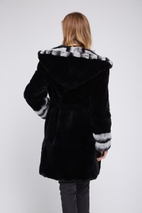 1807017 black rex rabbit fur coat with chinchilla hood eileenhou (28)