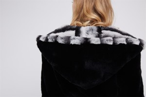 1807017 black rex rabbit fur coat with chinchilla hood eileenhou (31)