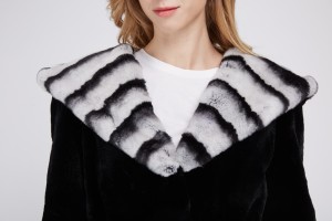 1807017 black rex rabbit fur coat with chinchilla hood eileenhou (32)