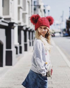 1807051 knitting kid boy girl hat with double pompoms (7)