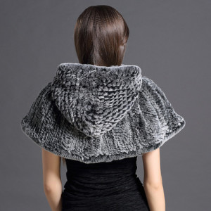 1808025 knitted rex rabbit fur shawl hood eileenhou (3)