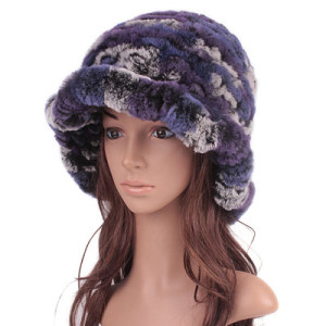 1808026 knitted rex rabbit fur hat flower eileenhou (1)