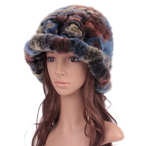 1808026 knitted rex rabbit fur hat flower eileenhou (12)