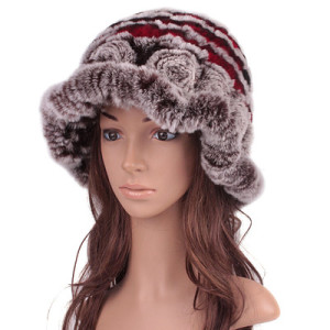 1808026 knitted rex rabbit fur hat flower eileenhou (14)