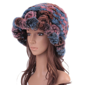 1808026 knitted rex rabbit fur hat flower eileenhou (6)