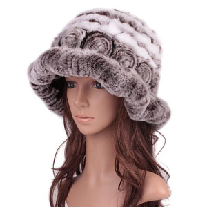 1808026 knitted rex rabbit fur hat flower eileenhou (9)
