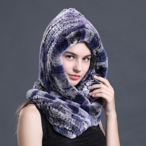 1808027 knitted rex rabbit fur snow hat scarf eileenhou (23)