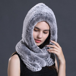 1808027 knitted rex rabbit fur snow hat scarf eileenhou (24)