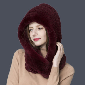 1808027 knitted rex rabbit fur snow hat scarf eileenhou (25)