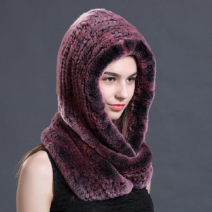 1808027 knitted rex rabbit fur snow hat scarf eileenhou (26)