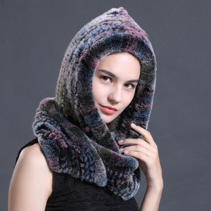 1808027 knitted rex rabbit fur snow hat scarf eileenhou (29)