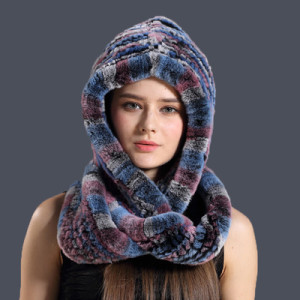 1808027 knitted rex rabbit fur snow hat scarf eileenhou (31)