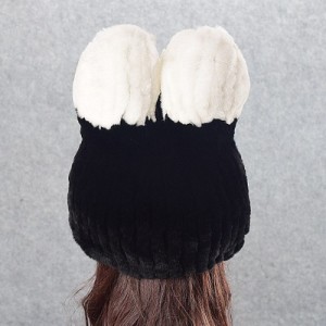 1808030 KNITTED REX RABBIT FUR HAT ANIMAL EAR eileenhou (1)