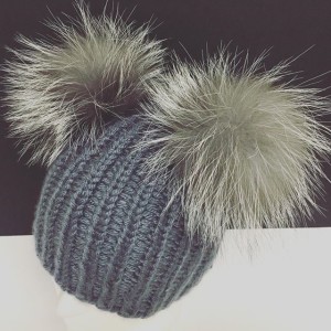 knitted hat with double fox fur pompoms eileenhou (2)