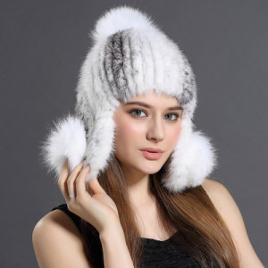 knitted mink fur hat earmuff eileenhou 1808022 (10)