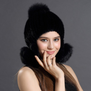 knitted mink fur hat earmuff eileenhou 1808022 (5)