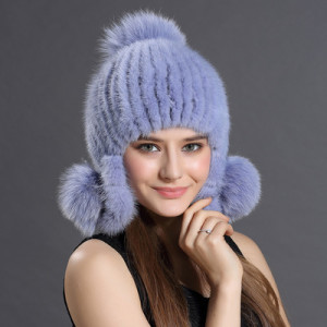 knitted mink fur hat earmuff eileenhou 1808022 (6)