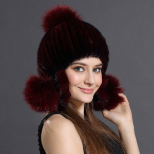 knitted mink fur hat earmuff eileenhou 1808022 (7)
