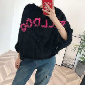 1809002 knitted mink fur poncho LVCOMEFF with letter words (16)