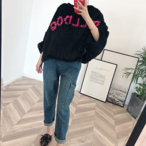 1809002 knitted mink fur poncho LVCOMEFF with letter words (18)