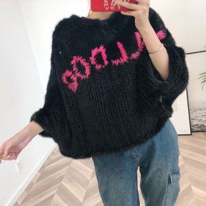 1809002 knitted mink fur poncho LVCOMEFF with letter words (19)