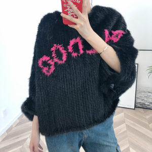 1809002 knitted mink fur poncho LVCOMEFF with letter words (22)