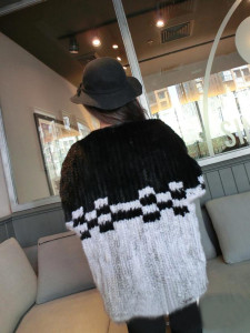 1809010 knitted mink fur poncho eileenhou black gray (10)
