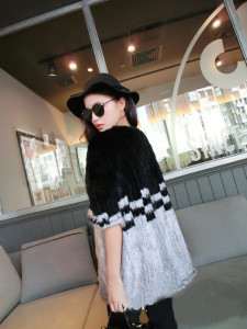1809010 knitted mink fur poncho eileenhou black gray (9)