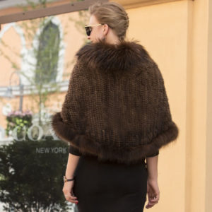 1809022 KNITTED MINK FUR SAHWL WITH FOX TRIMMING eileenhou (1)