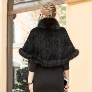 1809022 KNITTED MINK FUR SAHWL WITH FOX TRIMMING eileenhou (4)