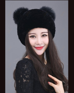 1809048 rex rabbit fur hat with fox poms eileenhou (6)