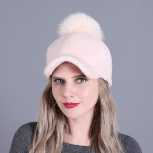 1809050 sheep fur hat with fox poms wholesaler (1)