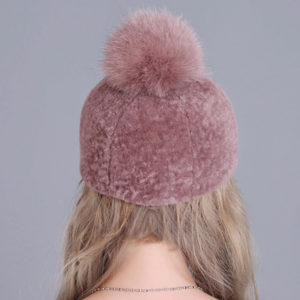 1809050 sheep fur hat with fox poms wholesaler (12)