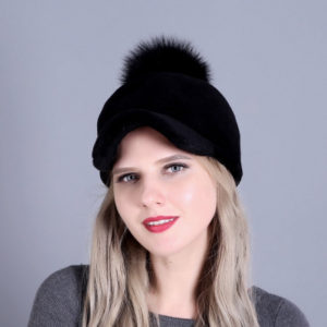 1809050 sheep fur hat with fox poms wholesaler (5)