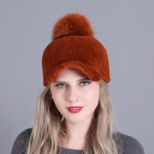 1809050 sheep fur hat with fox poms wholesaler (6)