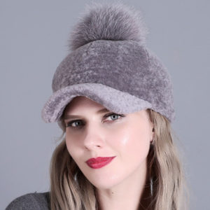 1809050 sheep fur hat with fox poms wholesaler (7)