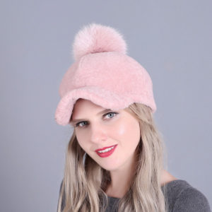1809050 sheep fur hat with fox poms wholesaler (9)
