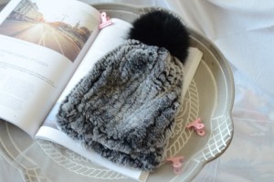 1809053 knitted rex rabbit fur hat with fox poms wholesale (26)
