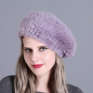 1809063 knitting mink fur beret hat LVCOMEFF (13)