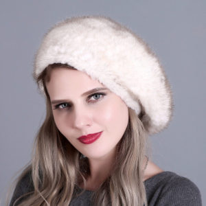 1809063 knitting mink fur beret hat LVCOMEFF (2)
