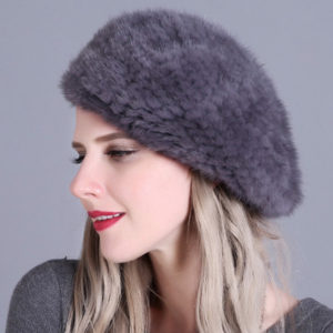 1809063 knitting mink fur beret hat LVCOMEFF (4)